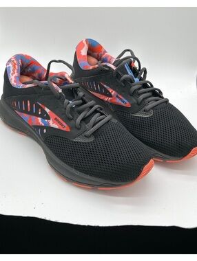 Brooks Black Athletic Running Shoe with Colorful Inner Lining